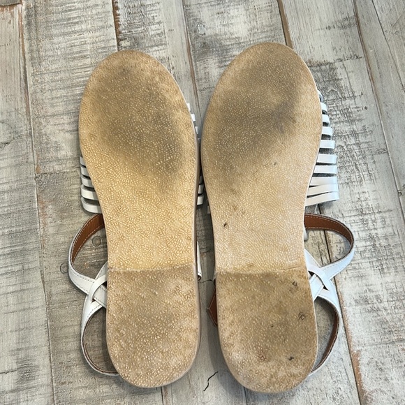 ESPIRITU HUARACHE LEATHER BUCKLE UP WHITE SANDAL SIZE 8 - Picture 4 of 10